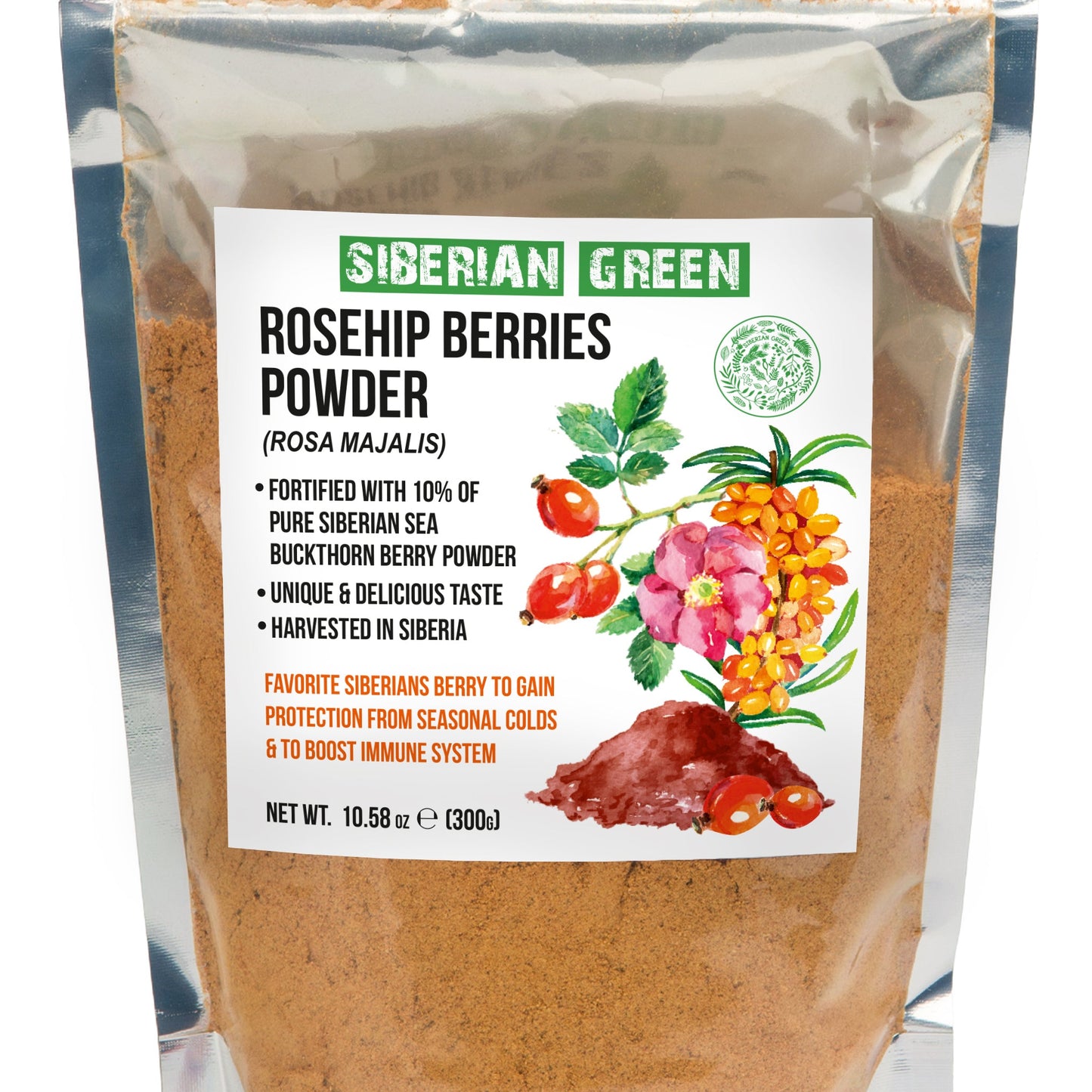 Siberian Rose Hips with Sea Buckthorn Berries Powder – 300g (10.58 oz)