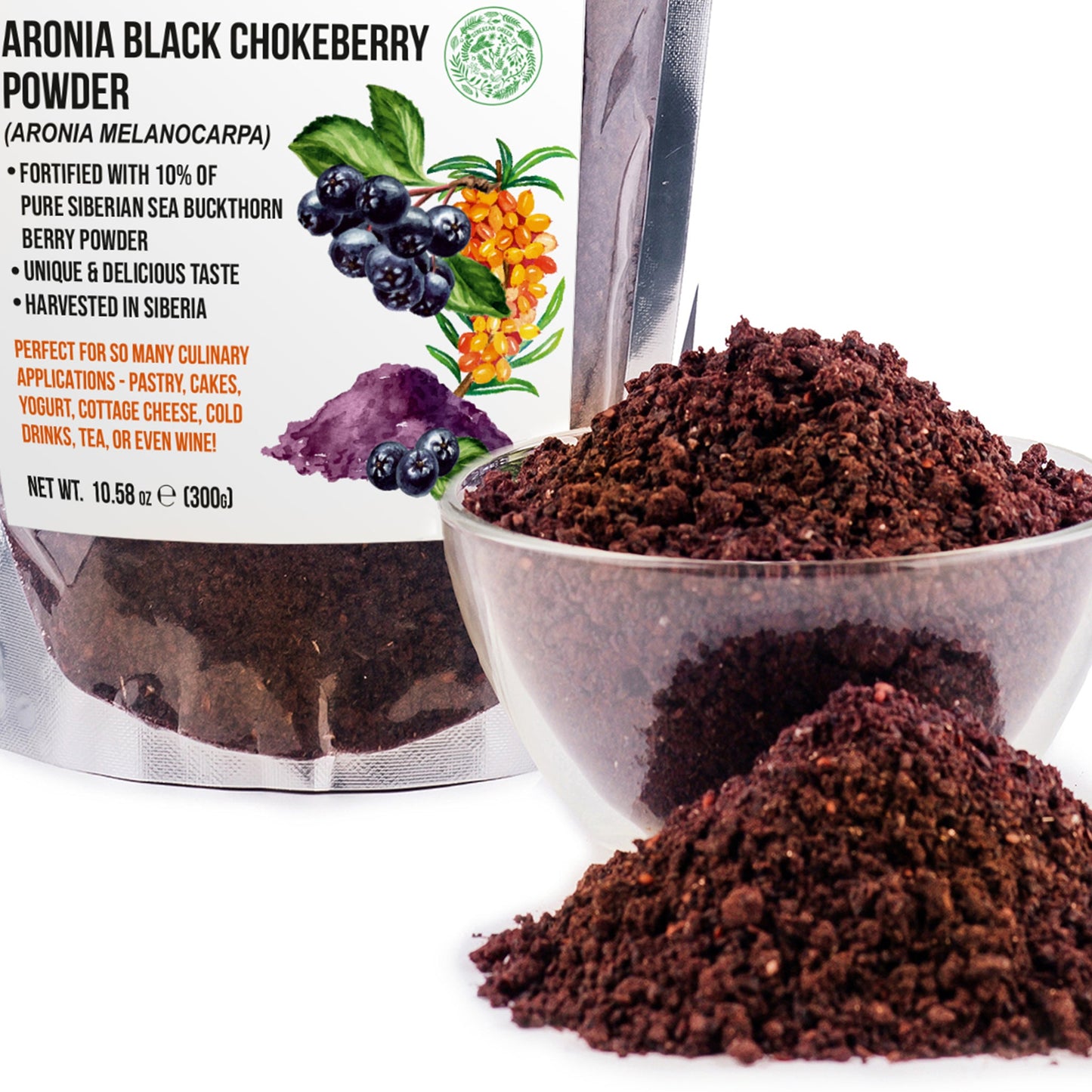Siberian Green - Black Aronia Berry & Sea Buckthorn Powder – 300g (10.58 oz)