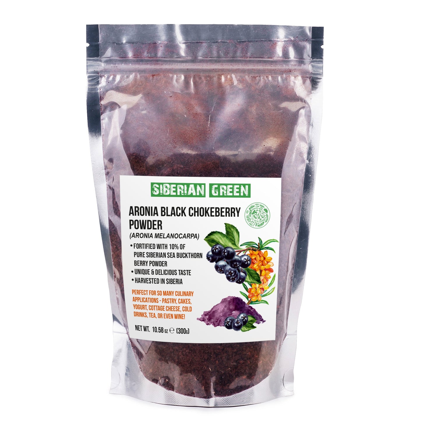 Siberian Green - Black Aronia Berry & Sea Buckthorn Powder – 300g (10.58 oz)