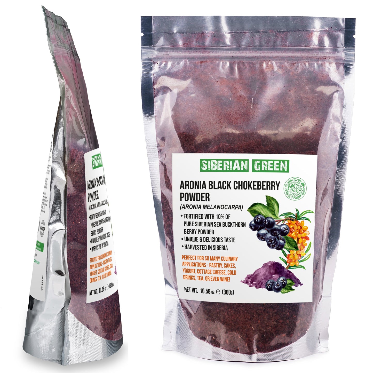 Siberian Green - Black Aronia Berry & Sea Buckthorn Powder – 300g (10.58 oz)