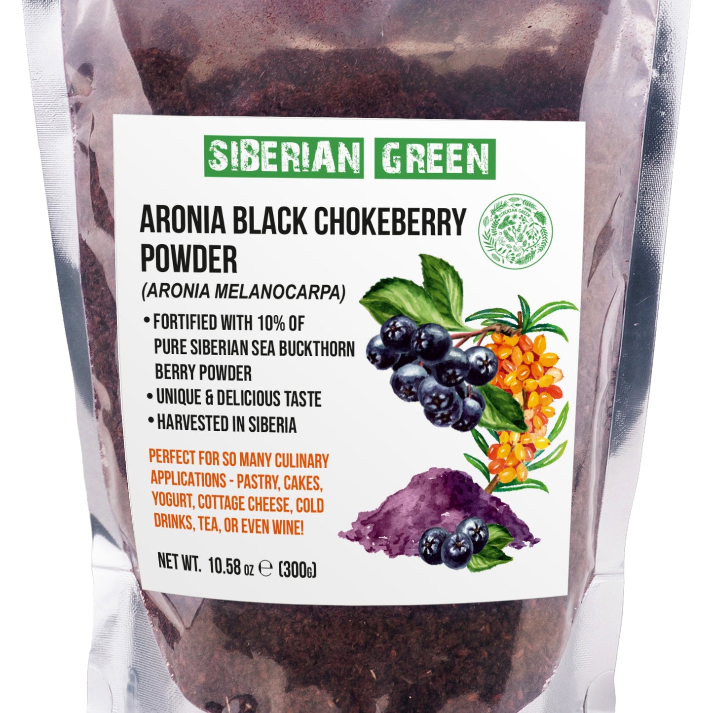 Siberian Green - Black Aronia Berry & Sea Buckthorn Powder – 300g (10.58 oz)