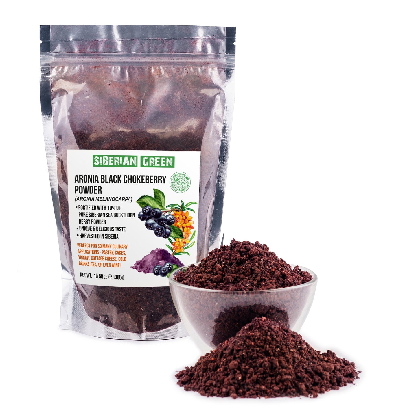 Siberian Green - Black Aronia Berry & Sea Buckthorn Powder – 300g (10.58 oz)