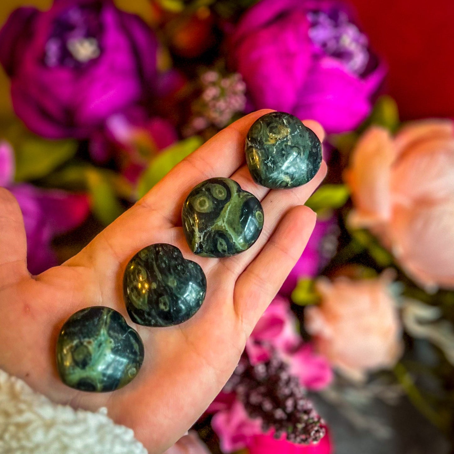 3 cm Kambaba Jasper Hearts for Valentines Day Gifts