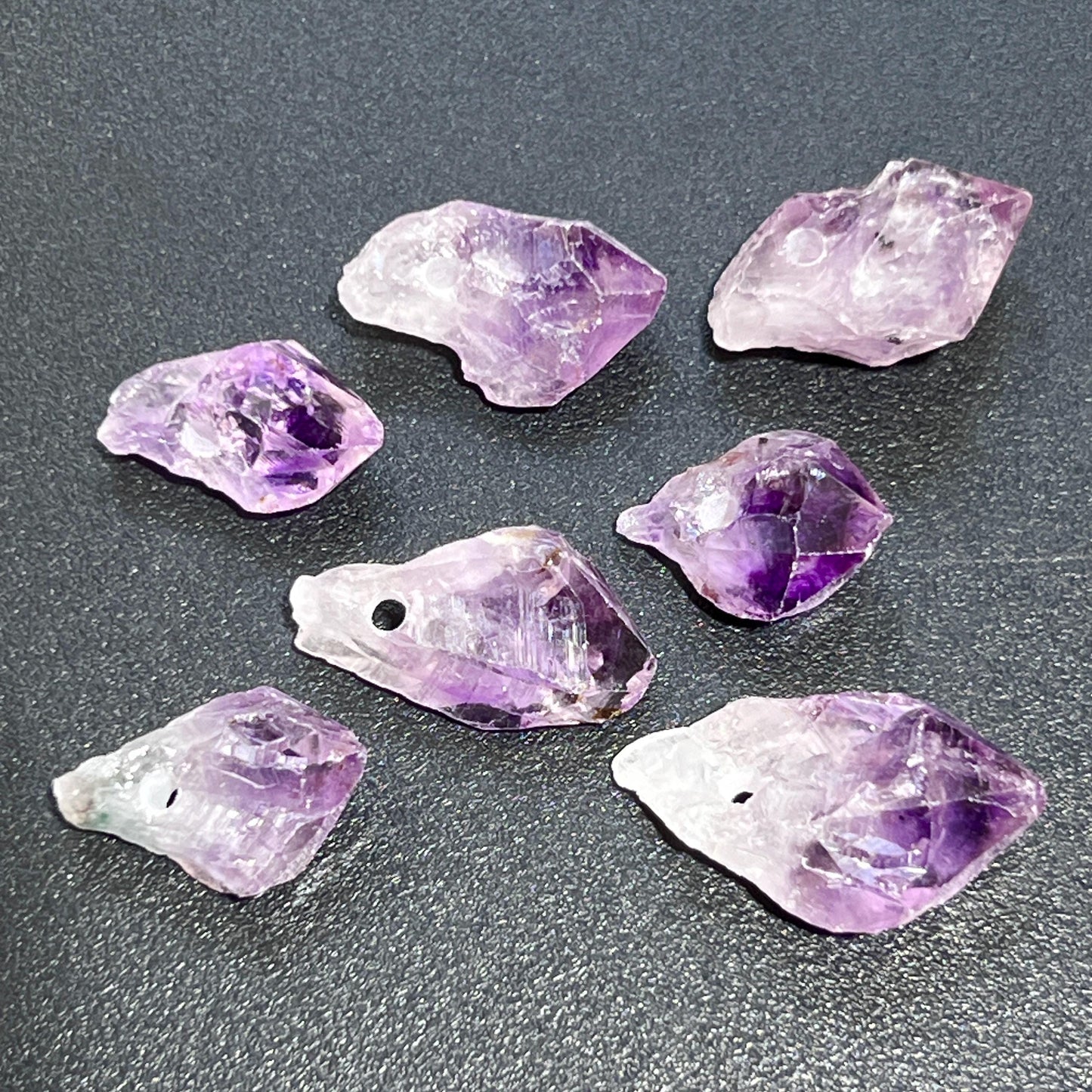 Drilled Raw Amethyst Crystal Point (3mm Hole) Rough Gemstone Jewelry Necklace Supply