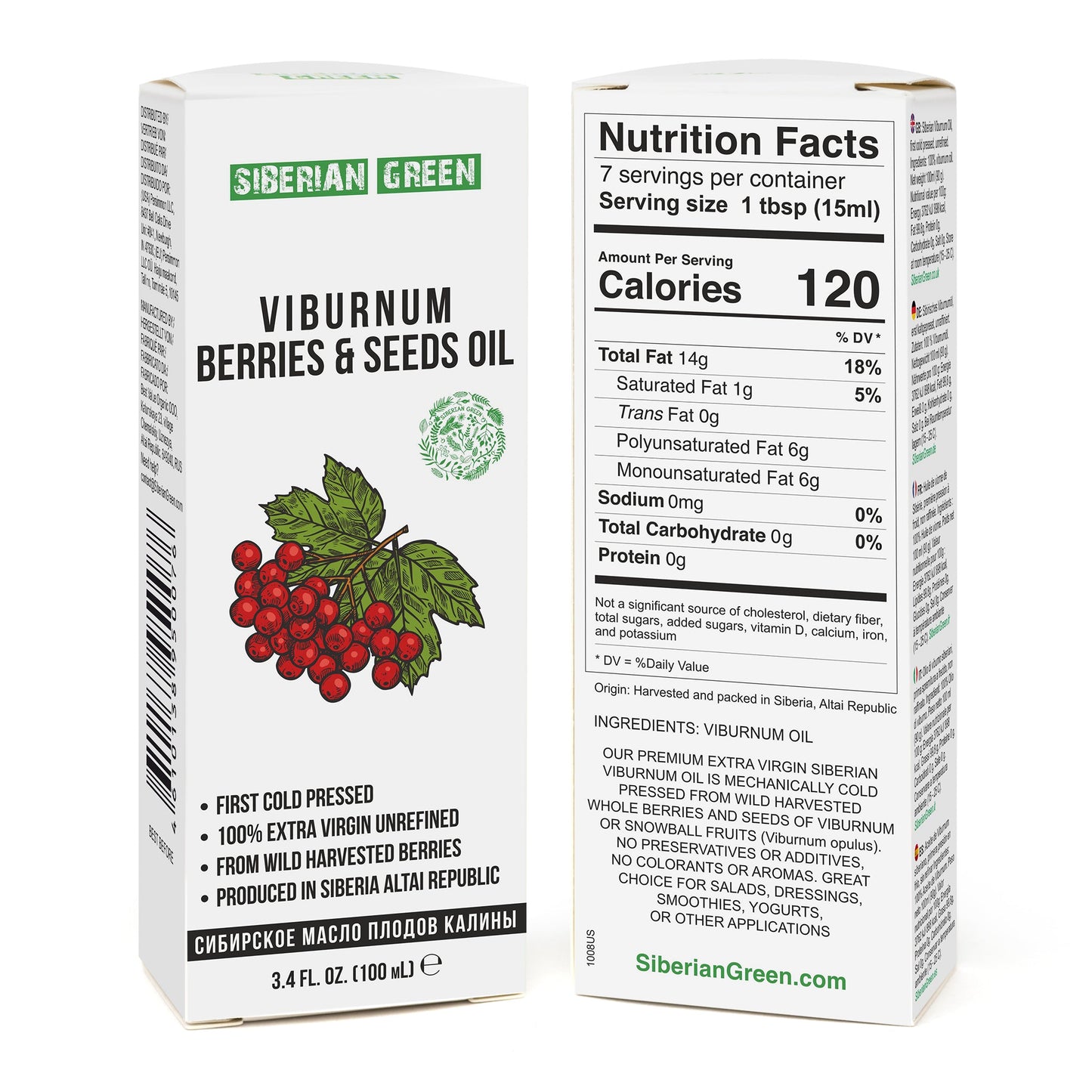 Siberian Snowball Viburnum Oil | 100ml Extra Virgin Cold-Pressed