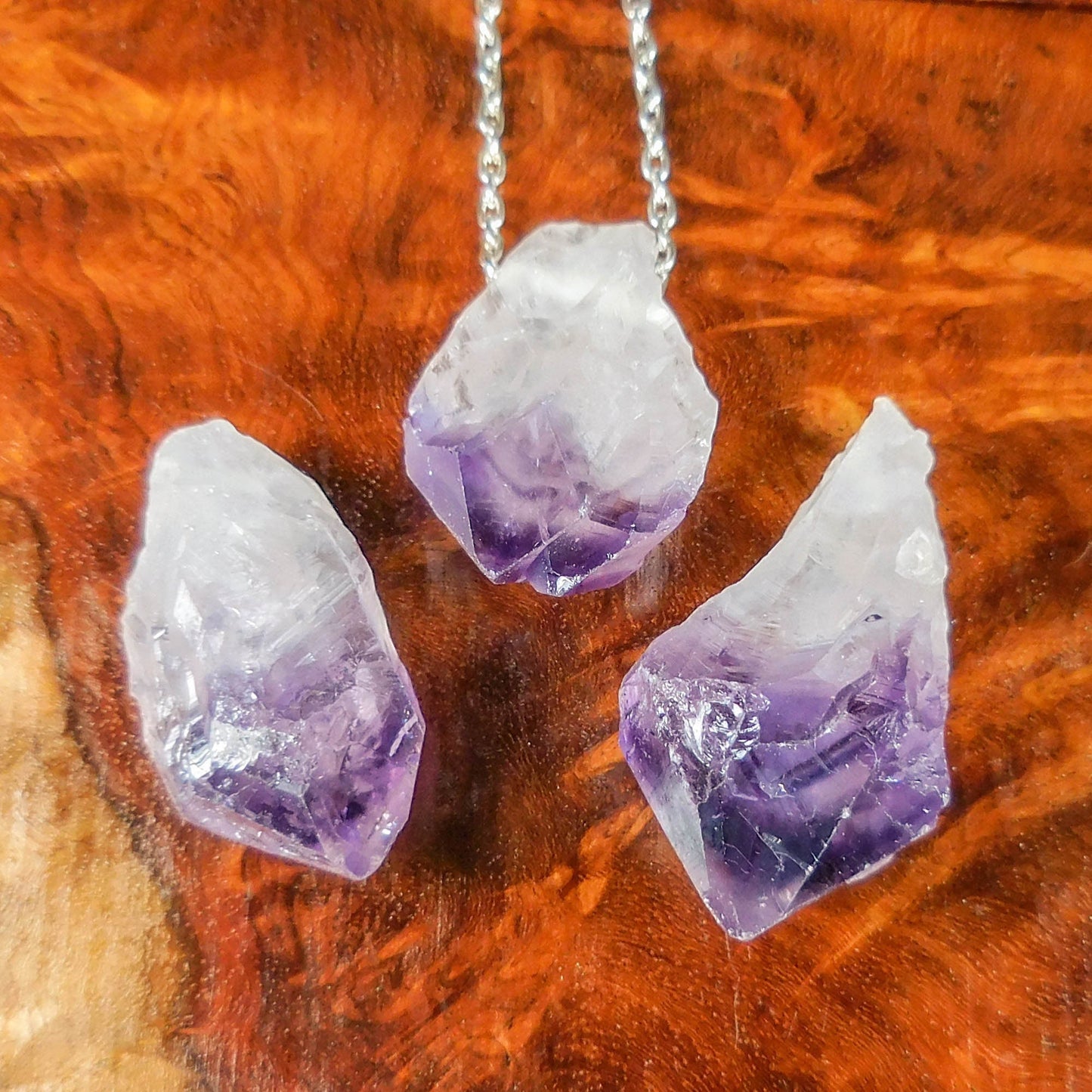 Drilled Raw Amethyst Crystal Point (3mm Hole) Rough Gemstone Jewelry Necklace Supply
