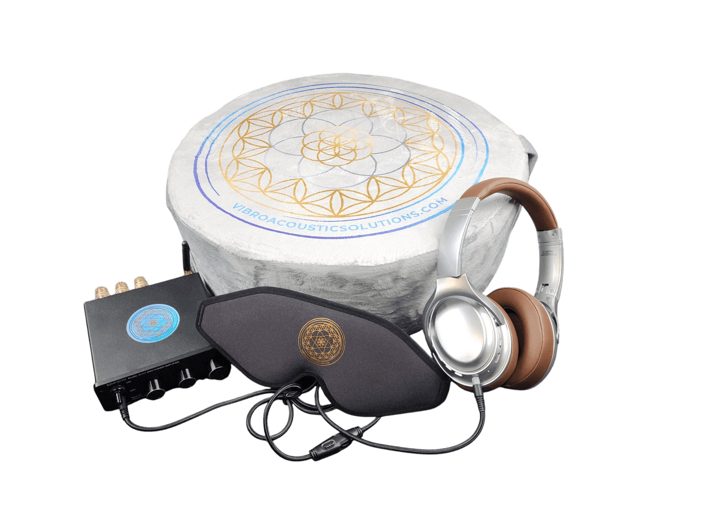 Vibroacoustic Therapy Zafu Meditation Cushion bundle with custom amplifier