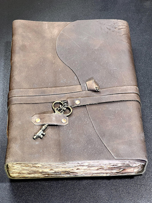 Large Rustic Brown Leather Bound 100 Page Sketchbook Notebook Key Carving Wholesale