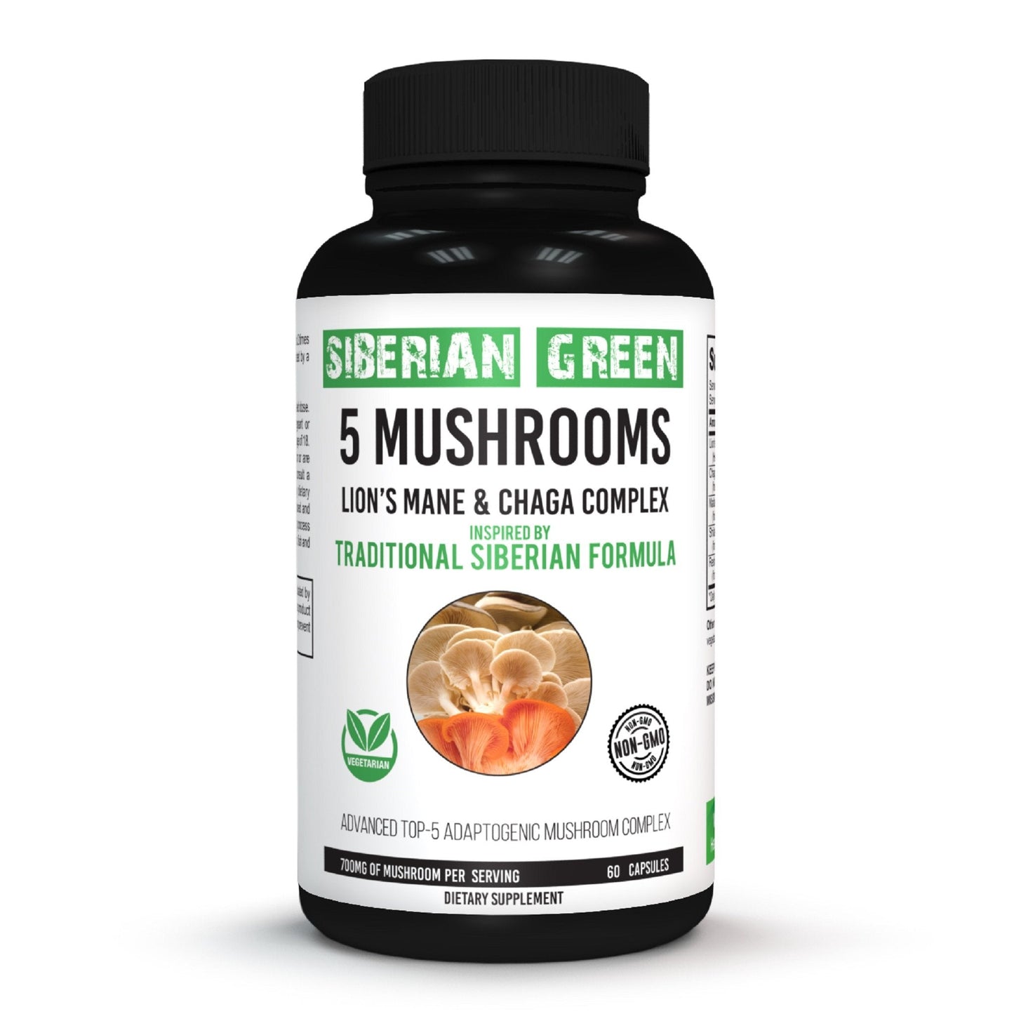 Siberian Green 5 Mushrooms Complex- 60 Vegan Capsules