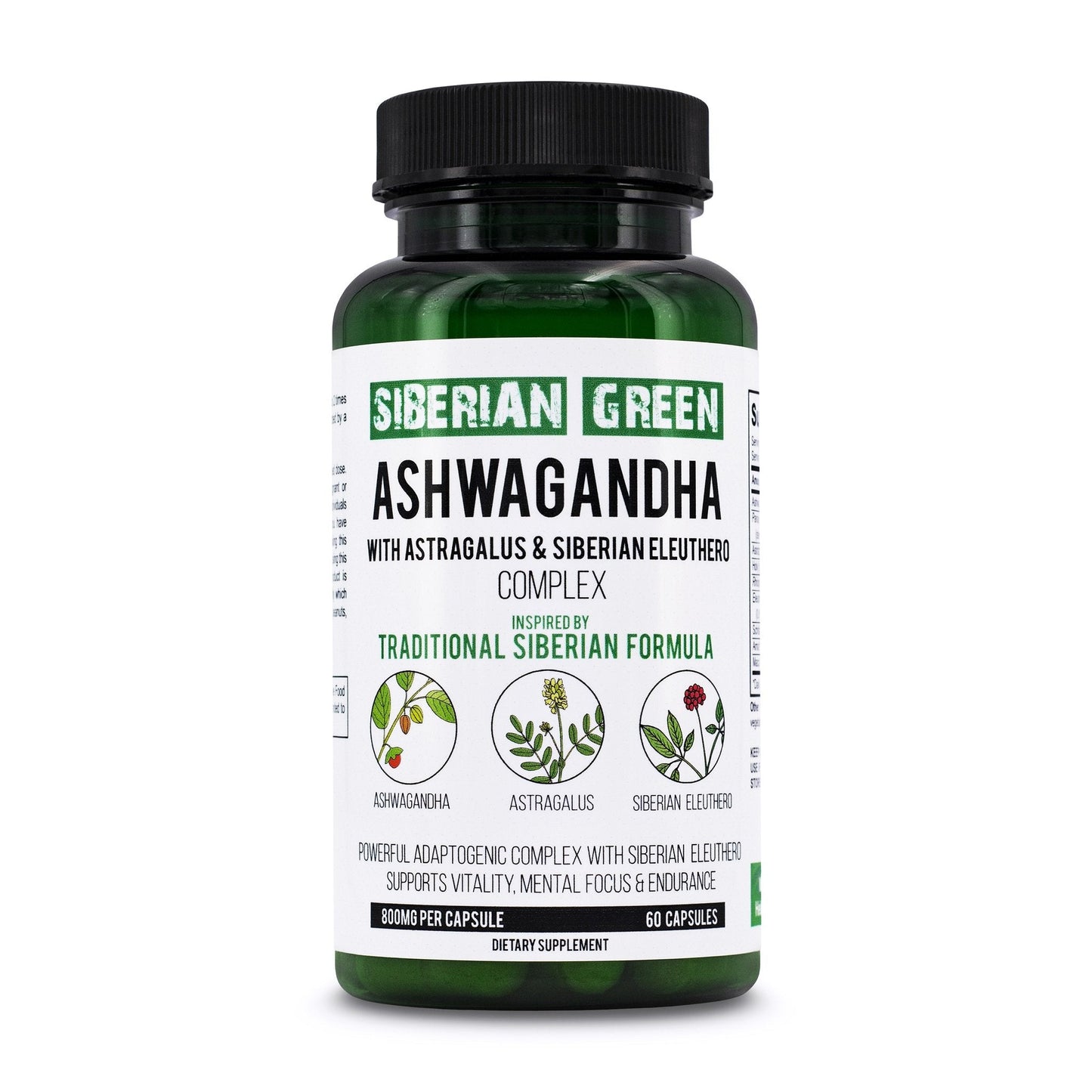 Organic Ashwagandha, Astragalus & Siberian Ginseng Complex – 60 Vegan Capsules