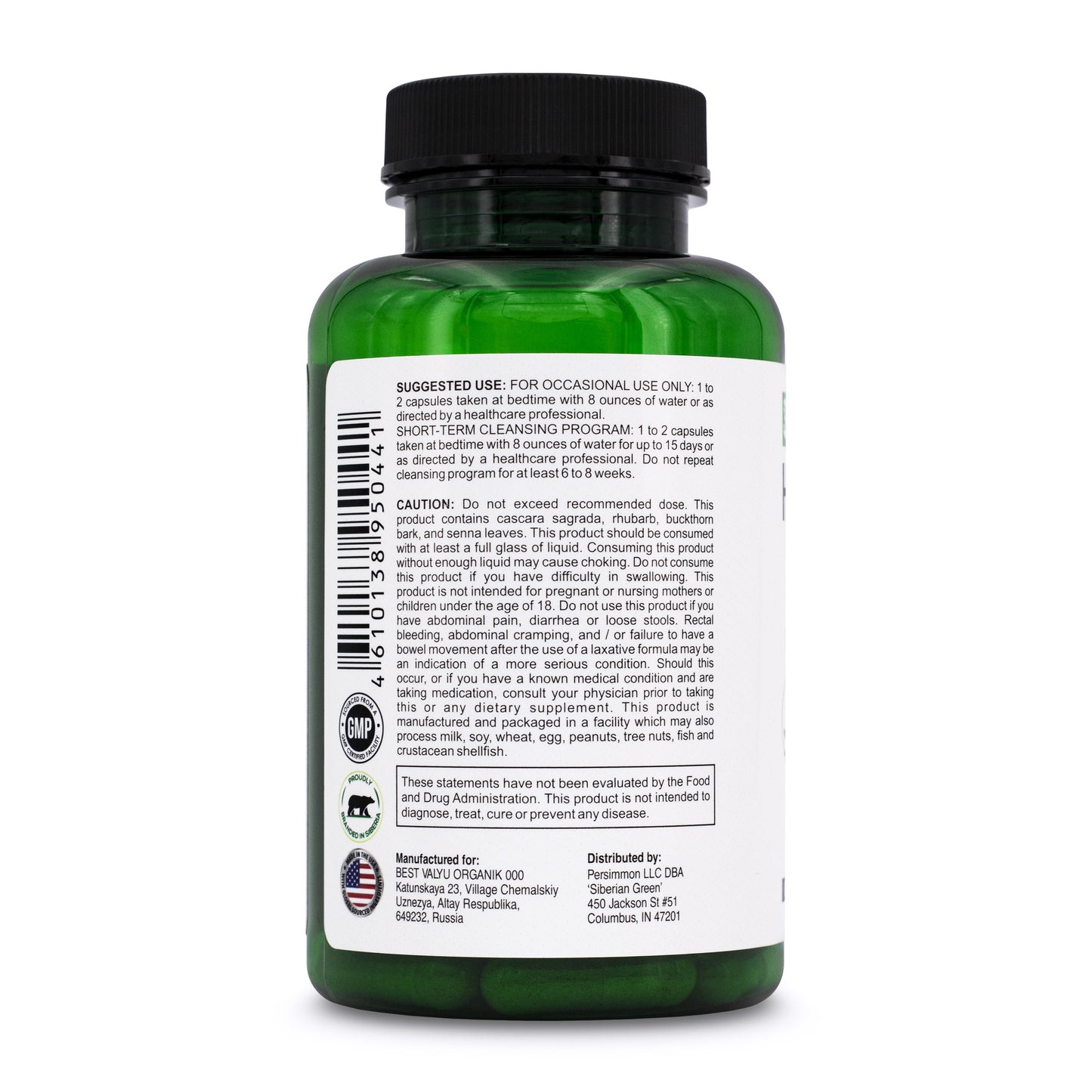 Siberian Green Herbal Colon Detox - 90 Capsules